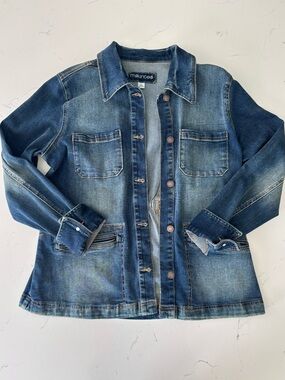 Maurices Two-Tone Blue Denim Jacket with Patch Pockets